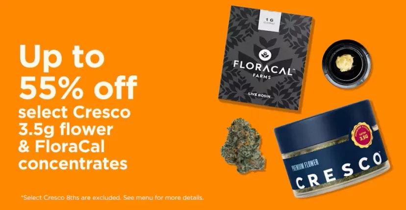 Sunnyside: Up to 55% off select Cresco 3.5g flower & FloraCal concentrates, oferta de flor en Florida