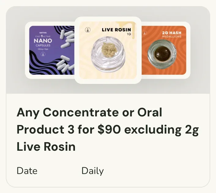 Sanctuary Cannabis: Any Concentrate or Oral Product 3 for $90, concentrates deal in Florida