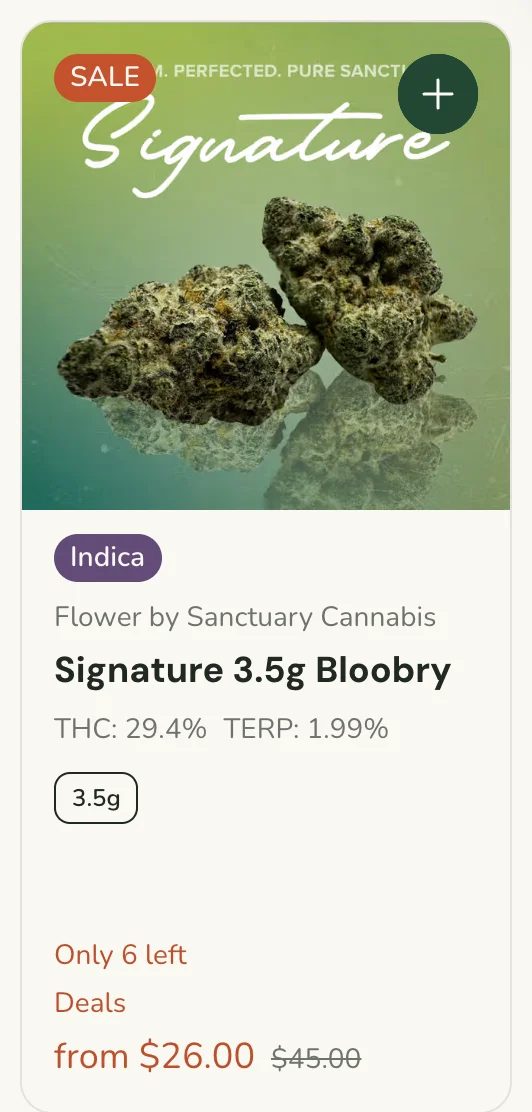 Sanctuary Cannabis: Signature 3.5g Bloobry from $26.00