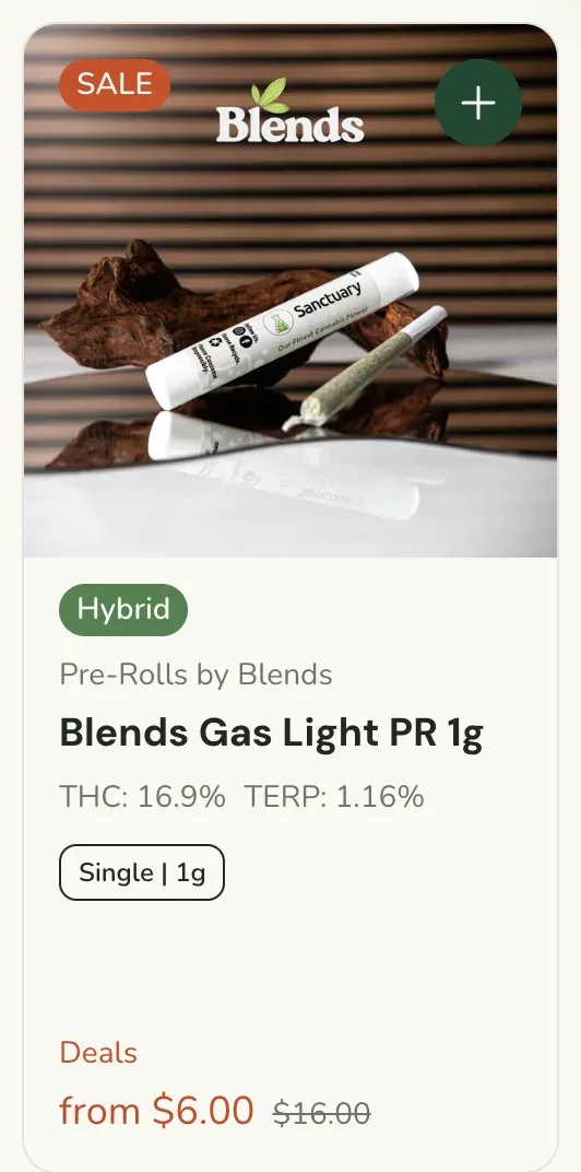 Sanctuary Cannabis: Blends Gas Light PR 1g, pre rolls deal in Florida