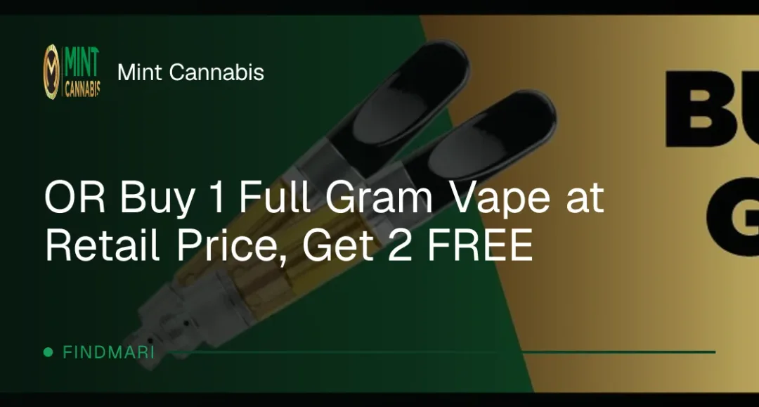 Mint Cannabis: Buy 1 Full Gram Vape at Retail Price, Get 2 FREE, vapes deal in Florida