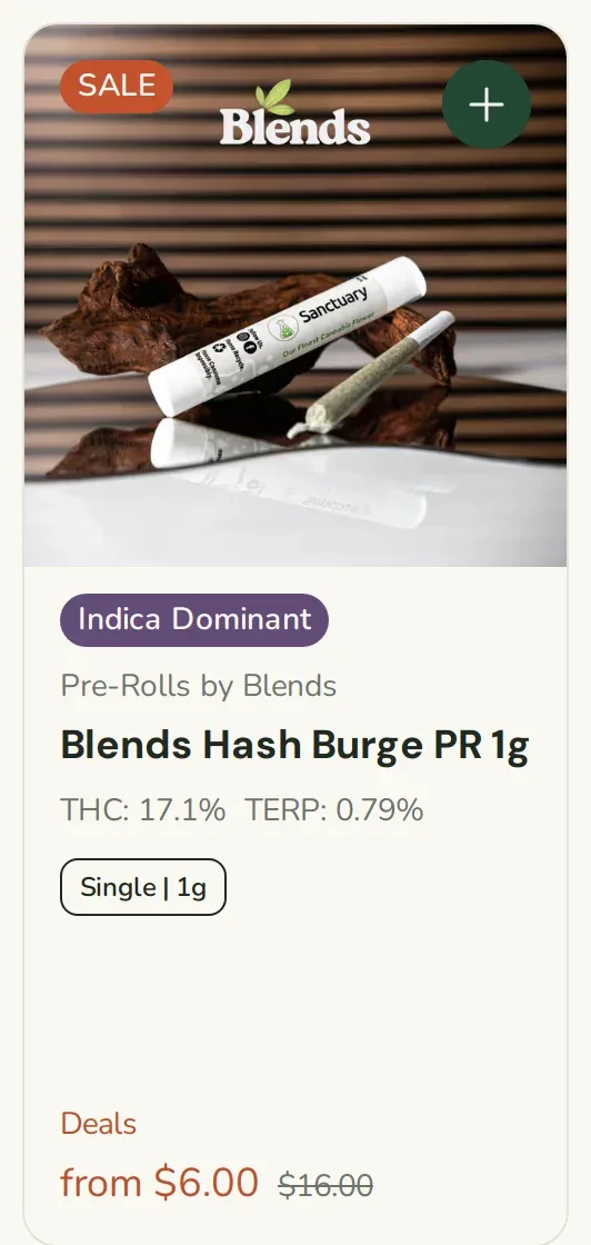 Sanctuary Cannabis: Blends Hash Burge PR 1g, concentrates deal in Florida