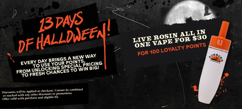 Sunburn: 13 Days of Halloween: Live Rosin All In One Vape for $30, vapes deal in Florida