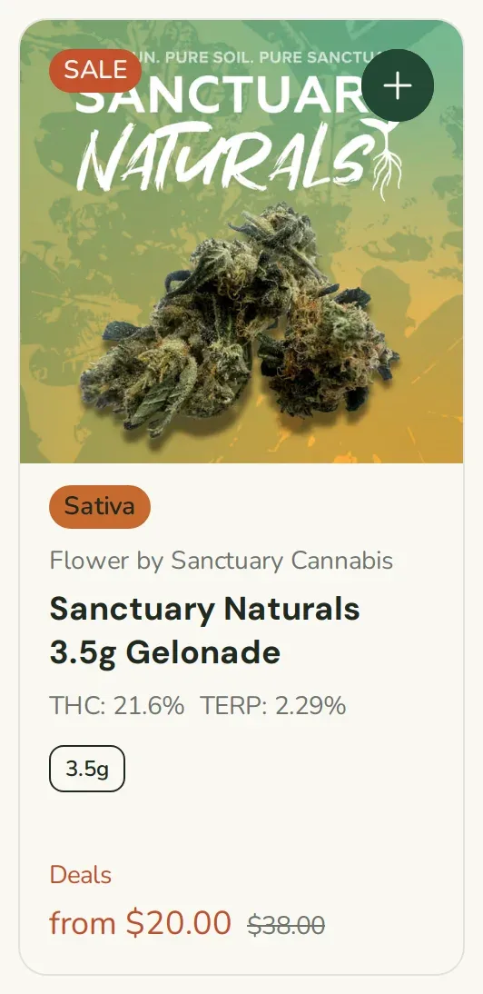 Sanctuary Cannabis: Sanctuary Naturals 3.5g Gelonade, flower deal in Florida