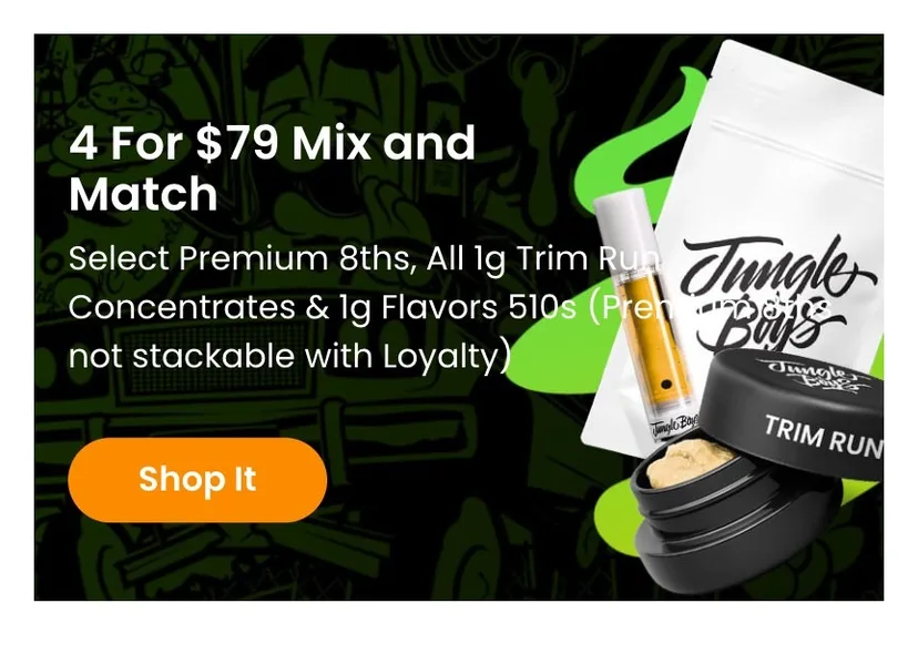 Jungle Boys: 4 For $79 Mix and Match Premium 8ths & Concentrates, flower deal in Florida
