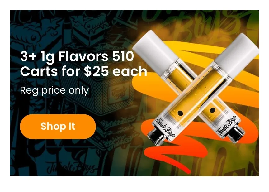 Jungle Boys: 3+ 1g Flavors 510 Carts for $25 each, vapes deal in Florida