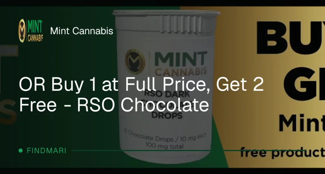 Mint Cannabis: Buy 1 at Full Price, Get 2 Free - RSO Chocolate, edibles deal in Florida