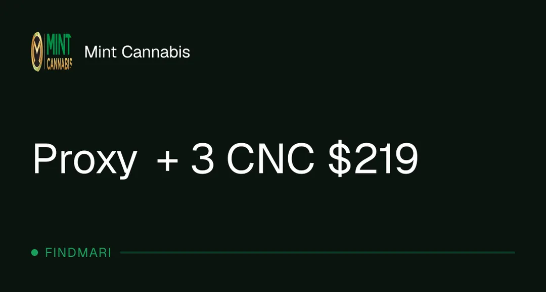 Mint Cannabis: Proxy + 3 CNC $219 in Florida