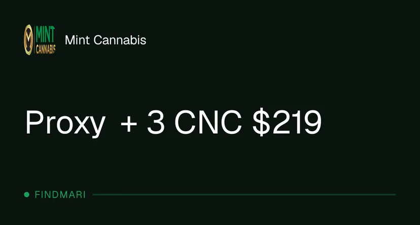 Mint Cannabis: Proxy + 3 CNC $219 in Florida