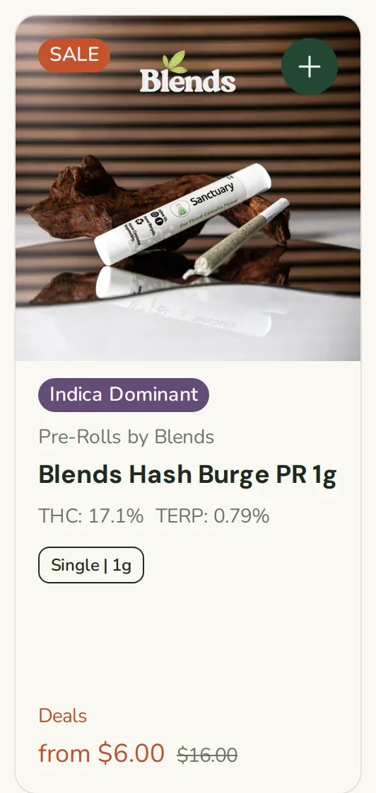 Sanctuary Cannabis: Blends Hash Burge PR 1g, concentrates deal in Florida