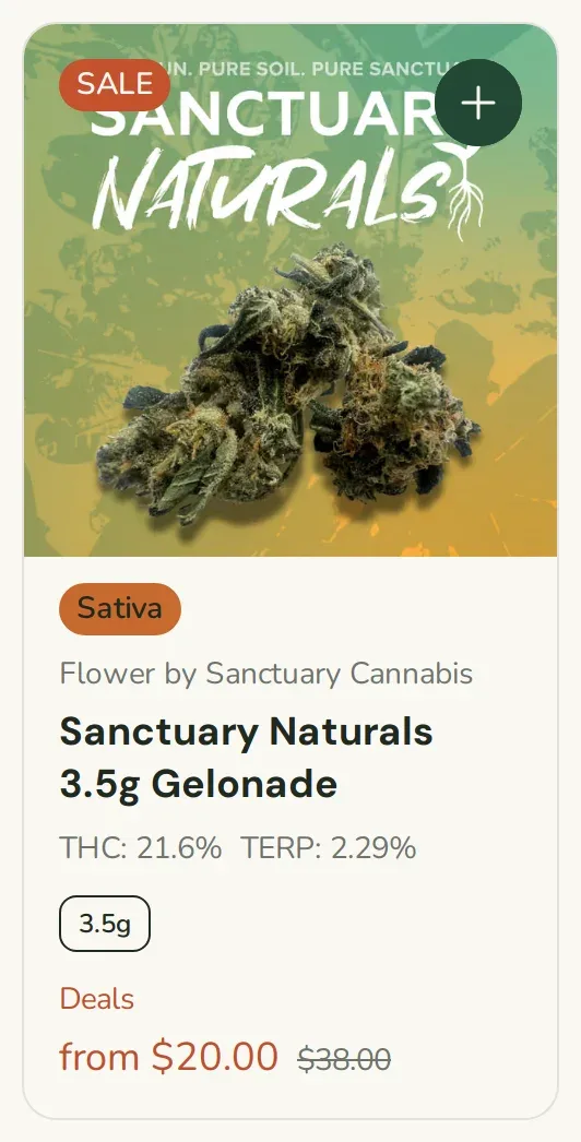 Sanctuary Cannabis: Sanctuary Naturals 3.5g Gelonade, flower deal in Florida