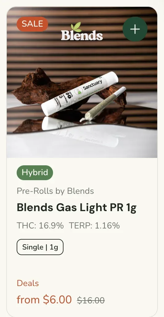 Sanctuary Cannabis: Blends Gas Light PR 1g, pre-rolls deal in Florida