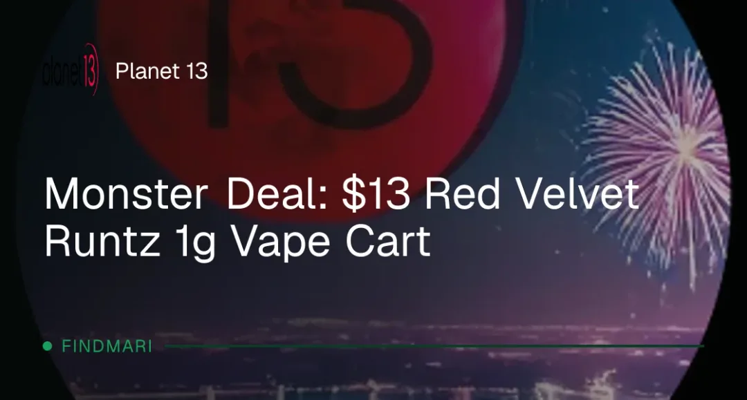Planet 13: Monster Deal: $13 Red Velvet Runtz 1g Vape Cart, vapes deal in Florida