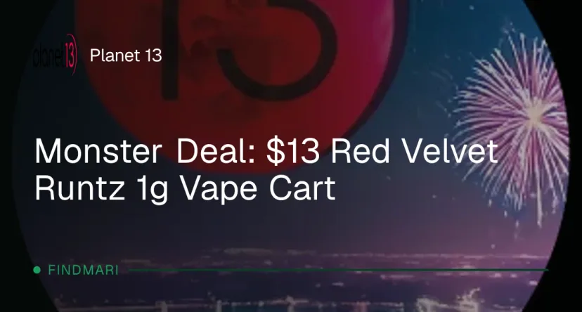 Planet 13: Monster Deal: $13 Red Velvet Runtz 1g Vape Cart, vapes deal in Florida