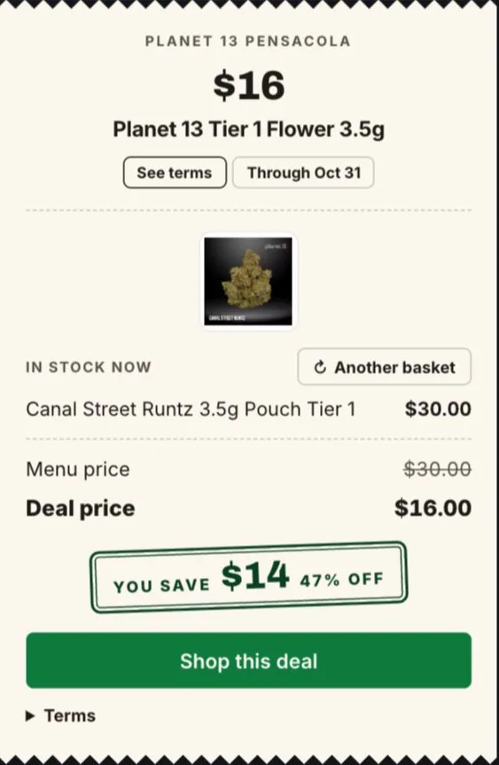 Planet 13: Tier 1 Flower 3.5g - $16 (47% off) in Florida