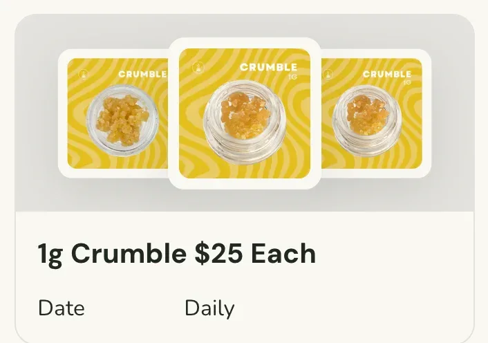 Sanctuary Cannabis: 1g Crumble $25 Each, concentrates deal in Florida