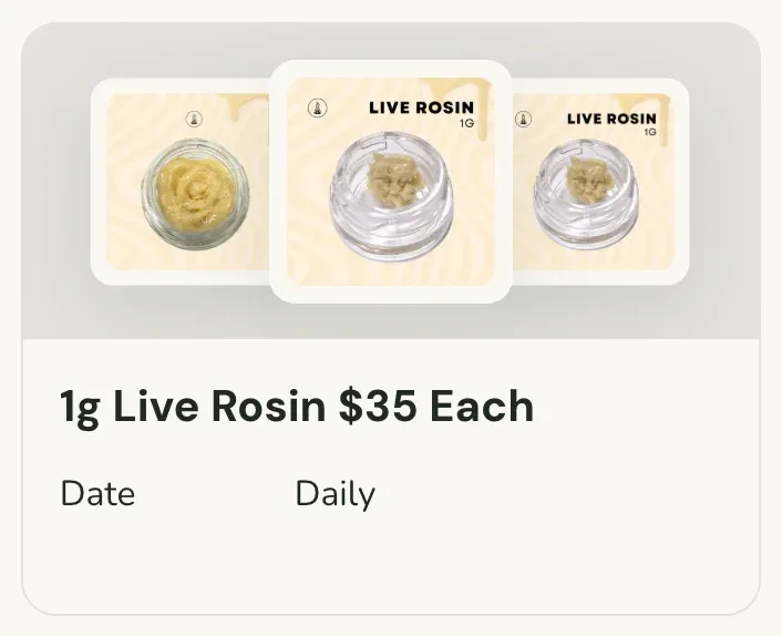 Sanctuary Cannabis: 1g Live Rosin $35 Each, oferta de concentrados en Florida