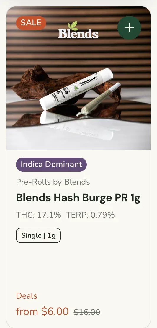 Sanctuary Cannabis: Blends Hash Burge PR 1g, concentrates deal in Florida
