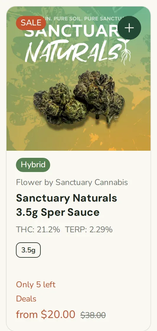 Sanctuary Cannabis: Sanctuary Naturals 3.5g Sper Sauce from $20.00, concentrates deal in Florida