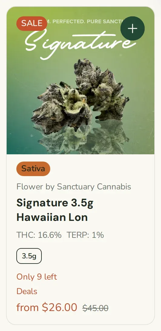 Sanctuary Cannabis: Signature 3.5g Hawaiian Lon