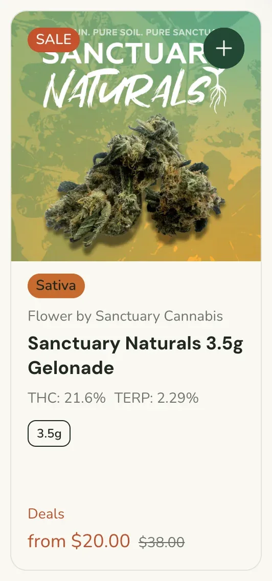 Sanctuary Cannabis: Sanctuary Naturals 3.5g Gelonade, flower deal in Florida