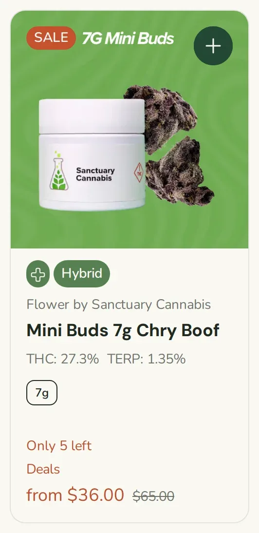 Sanctuary Cannabis: Mini Buds 7g Chry Boof from $36.00