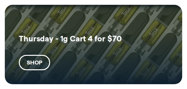 Insa: Thursday - 1g Cart 4 for $70, vapes deal in Florida