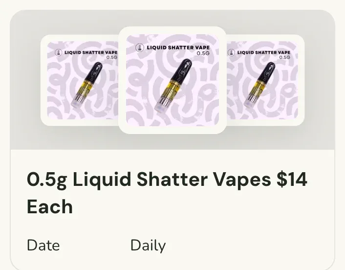 Sanctuary Cannabis: 0.5g Liquid Shatter Vapes $14 Each in Florida