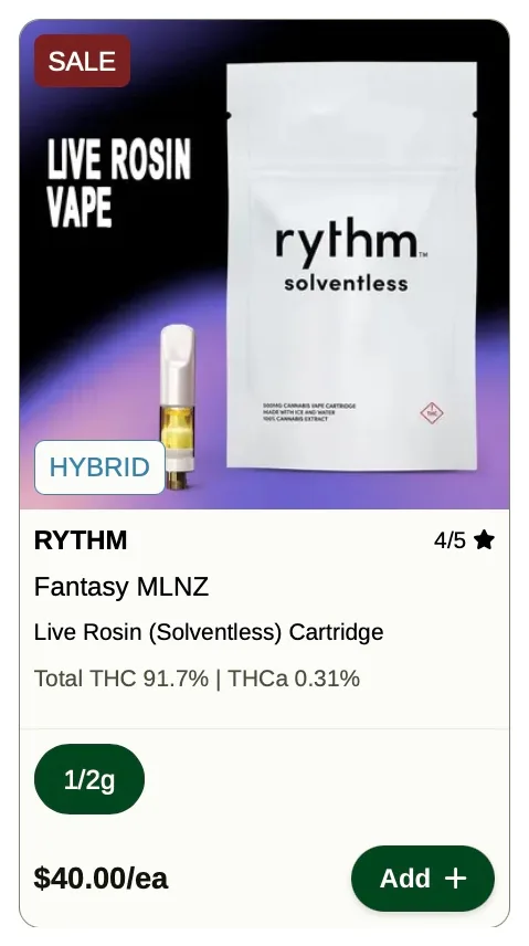 Rise: LIVE ROSIN VAPE - Fantasy MLNZ, vapes deal in Florida