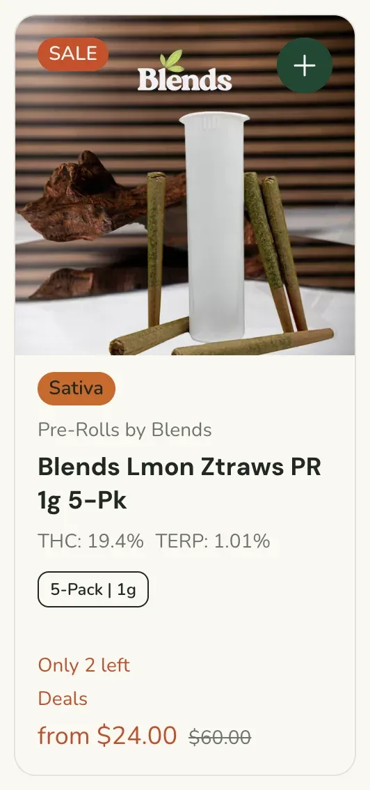 Sanctuary Cannabis: Blends Lmon Ztraws PR 1g 5-Pk, pre-rolls deal in Florida