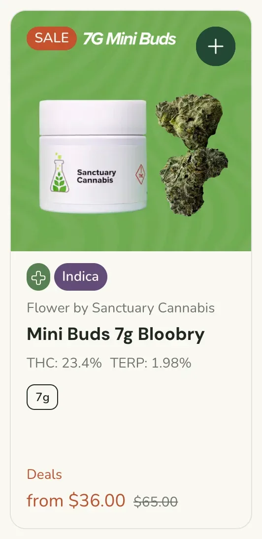 Sanctuary Cannabis: Mini Buds 7g Bloobry on Sale, flower deal in Florida