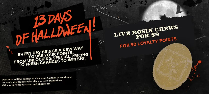 Sunburn: 13 Days of Halloween - Live Rosin Chews for $9, edibles deal in Florida
