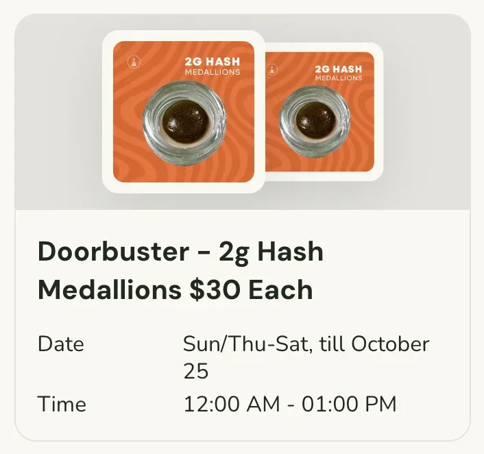 Sanctuary Cannabis: Doorbuster – 2g Hash Medallions $30 Each, concentrates deal in Florida
