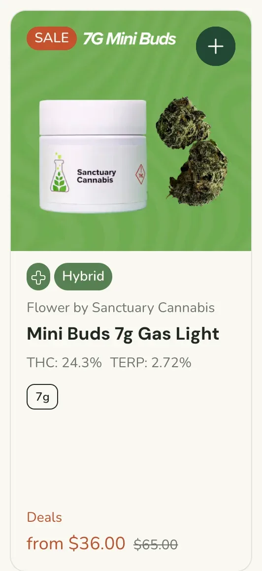 Sanctuary Cannabis: Mini Buds 7g Gas Light, flower deal in Florida