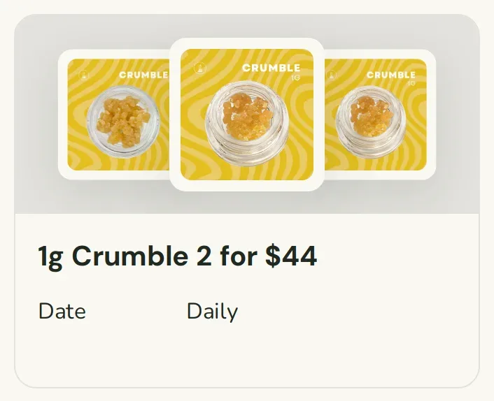 Sanctuary Cannabis: 1g Crumble 2 for $44, concentrates deal in Florida