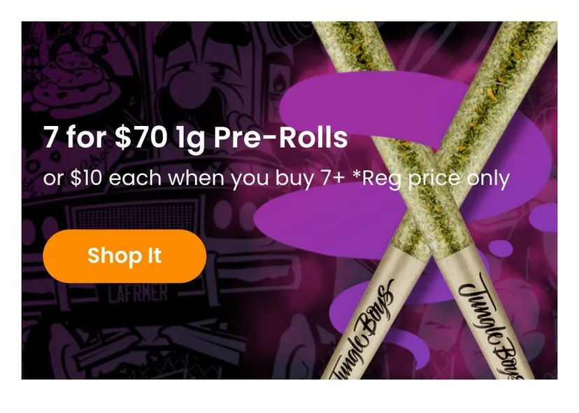 Jungle Boys: 7 for $70 1g Pre-Rolls or $10 each when you buy 7+, oferta de prerrollados en Florida