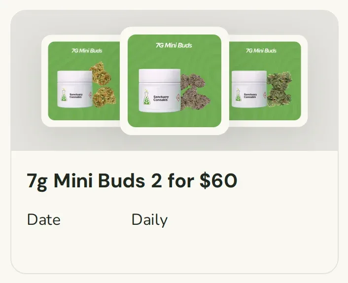 Sanctuary Cannabis: 7g Mini Buds 2 for $60, oferta de flor en Florida