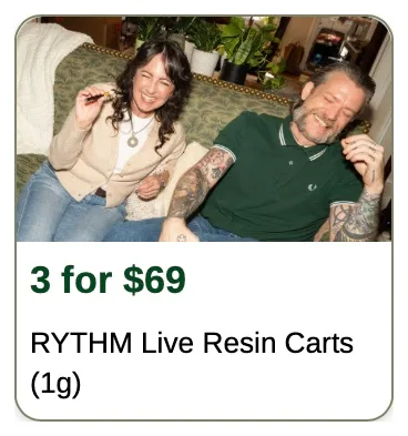 Rise: 3 for $69 RYTHM Live Resin Carts (1g), oferta de vapeadores en Florida