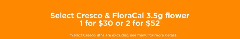 Sunnyside: Select Cresco & FloraCal 3.5g flower 1 for $30 or 2 for $52 in Florida
