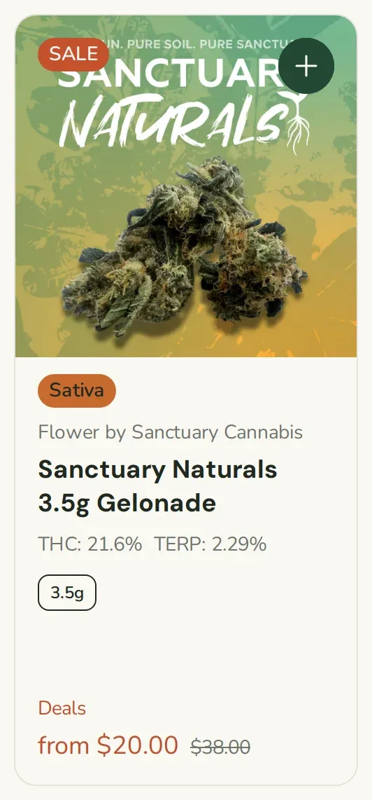 Sanctuary Cannabis: Sanctuary Naturals 3.5g Gelonade, flower deal in Florida