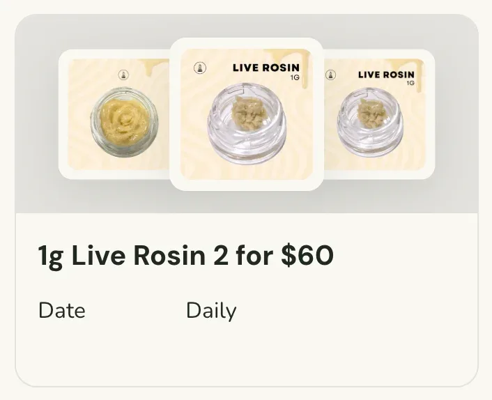 Sanctuary Cannabis: 1g Live Rosin 2 for $60, oferta de concentrados en Florida
