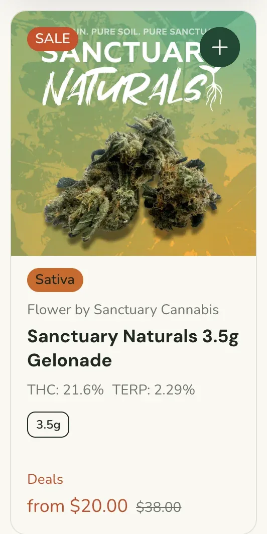 Sanctuary Cannabis: Sanctuary Naturals 3.5g Gelonade, flower deal in Florida