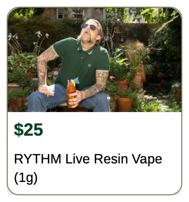 Rise: RYTHM Live Resin Vape (1g), oferta de vapeadores en Florida