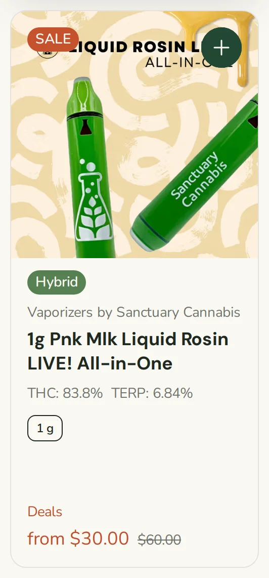 Sanctuary Cannabis: 1g Pnk Mlk Liquid Rosin LIVE! All-in-One
