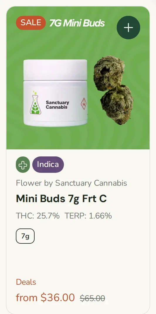 Sanctuary Cannabis: Mini Buds 7g Frt C, flower deal in Florida