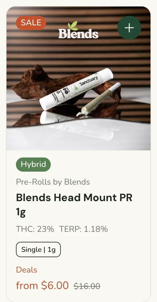 Sanctuary Cannabis: Blends Head Mount PR 1g Pre-Rolls in Florida