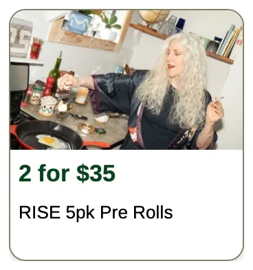 Rise: 2 for $35 RISE 5pk Pre Rolls, oferta de prerrollados en Florida