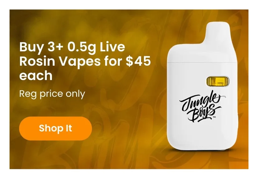 Jungle Boys: Buy 3+ 0.5g Live Rosin Vapes for $45 each, oferta de vapeadores en Florida