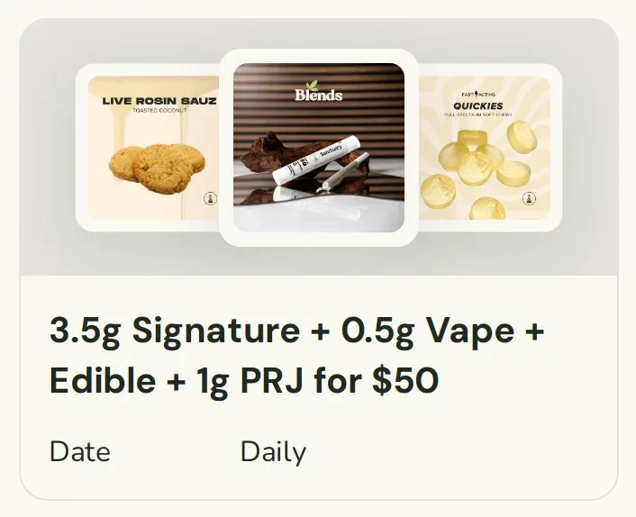 Sanctuary Cannabis: 3.5g Signature + 0.5g Vape + Edible + 1g PRJ for $50, flower deal in Florida