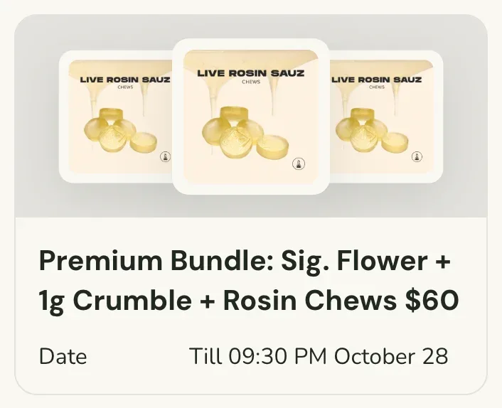 Sanctuary Cannabis: Premium Bundle: Sig. Flower + 1g Crumble + Rosin Chews $60 in Florida